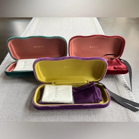 GUCCI Sunglass Velvet Case w/ Silk Dust Bag & Cleaning cloth. NEW! - Picture 12 of 13